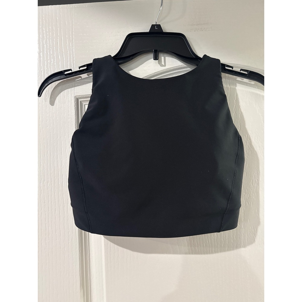 Athleta Womens High‎ Neck Racerback Sports Bra Black Yoga Training Size XS